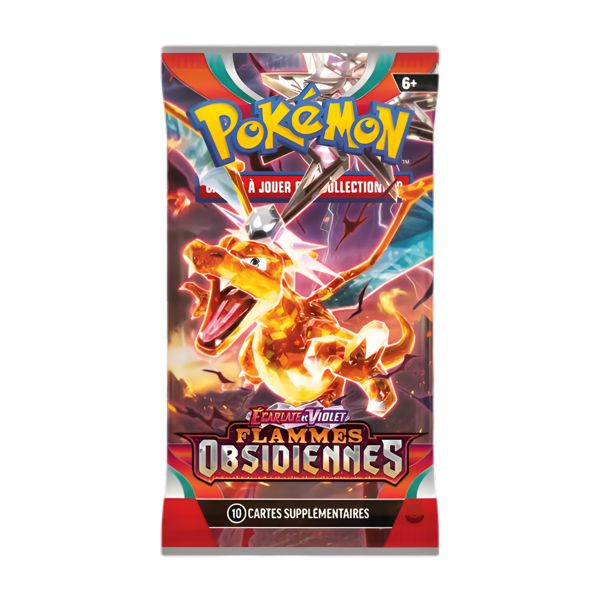 Booster Pokémon Flammes Obsidiennes Écarlate et Violet avec Dracaufeu, 10 cartes à jouer et collectionner