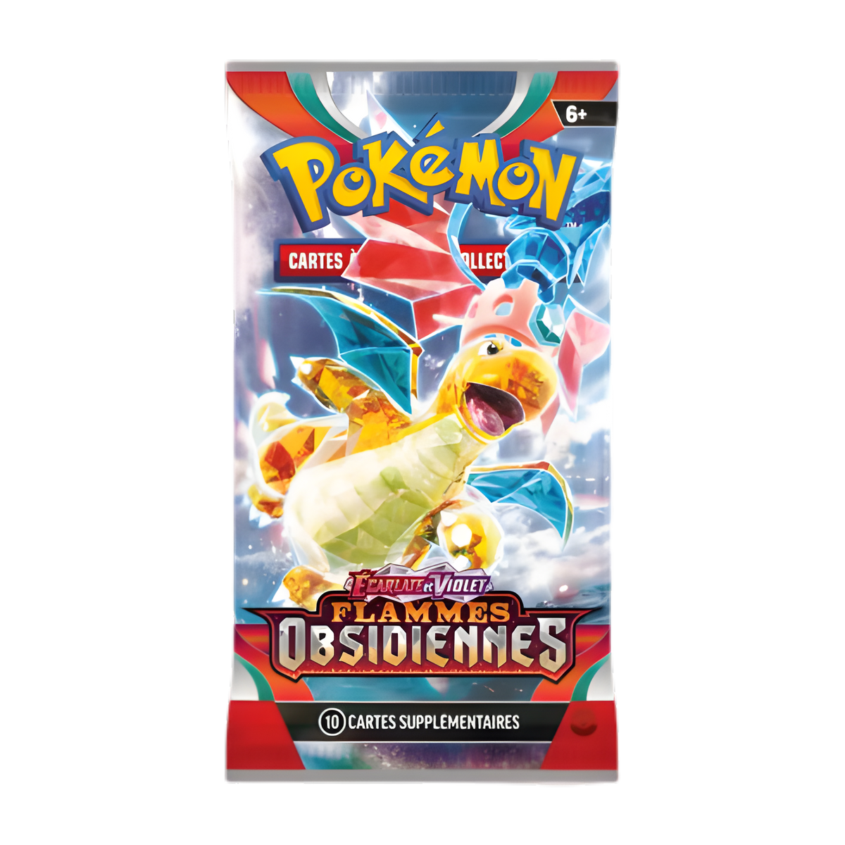 Booster Pokémon Flammes Obsidiennes Écarlate et Violet avec Dracolosse, 10 cartes à jouer et collectionner