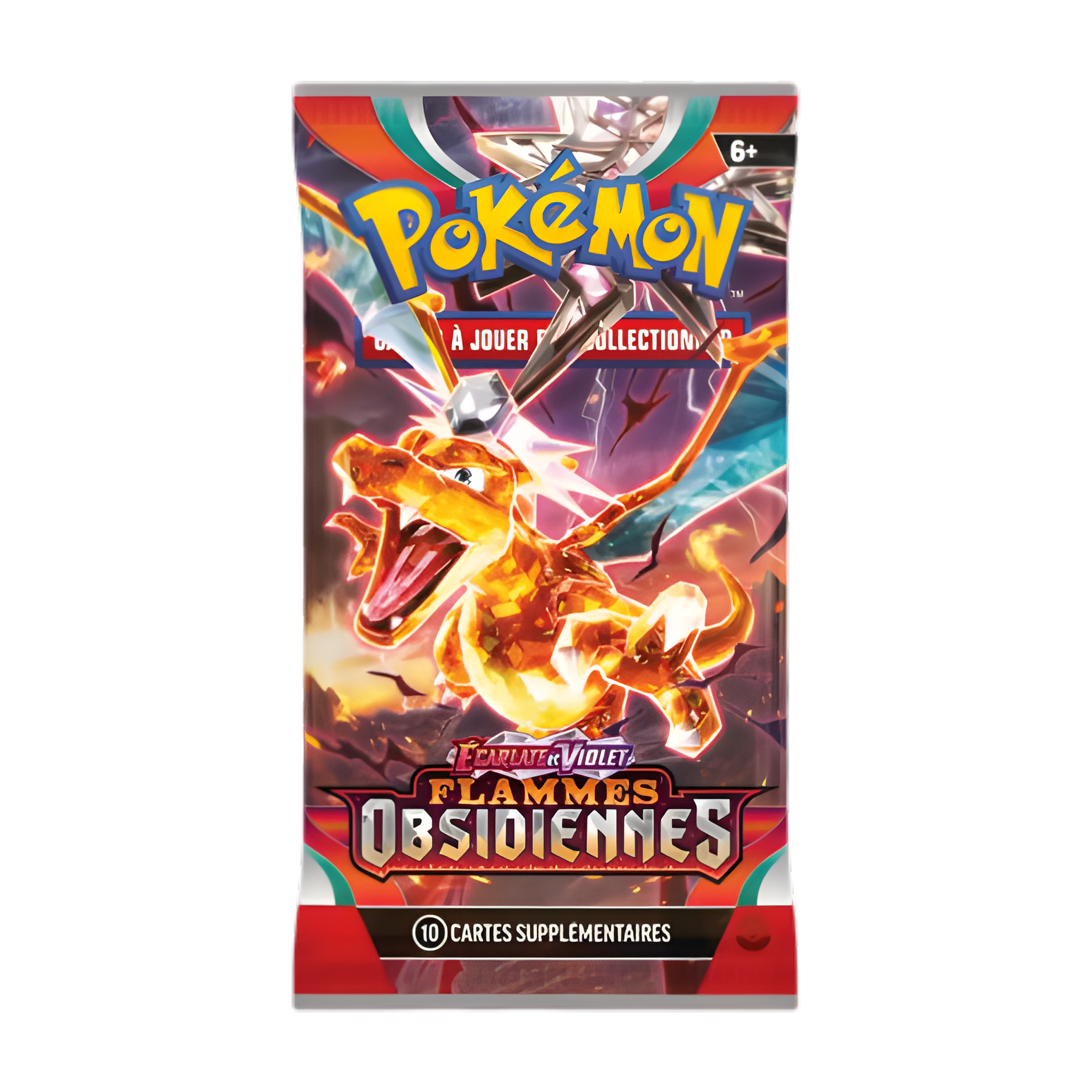 Booster Pokémon Flammes Obsidiennes Écarlate et Violet avec Dracaufeu, 10 cartes à jouer et collectionner