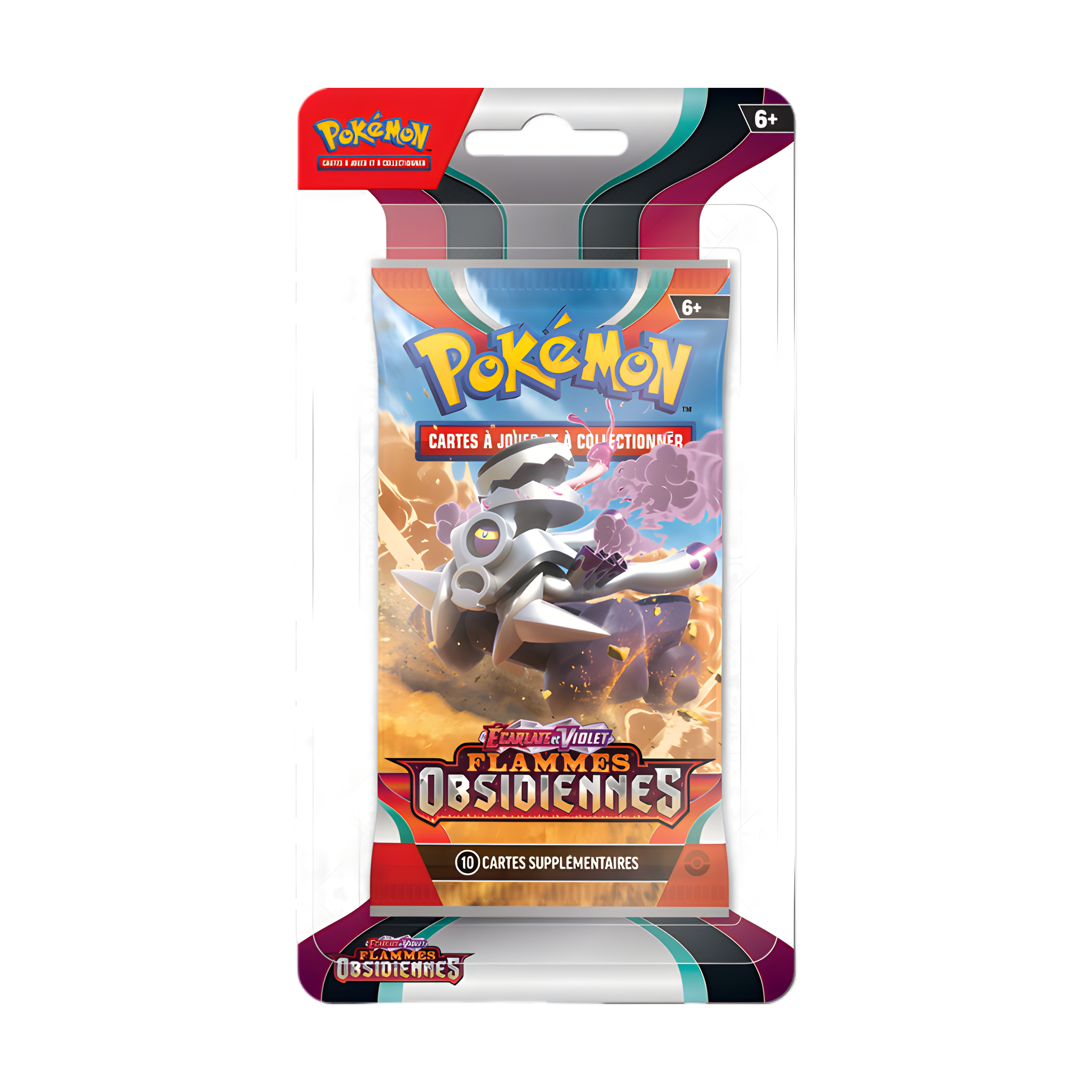 Blister Pokémon Écarlate et Violet Flammes Obsidiennes avec Cerbottine, booster de 10 cartes à jouer et collectionner