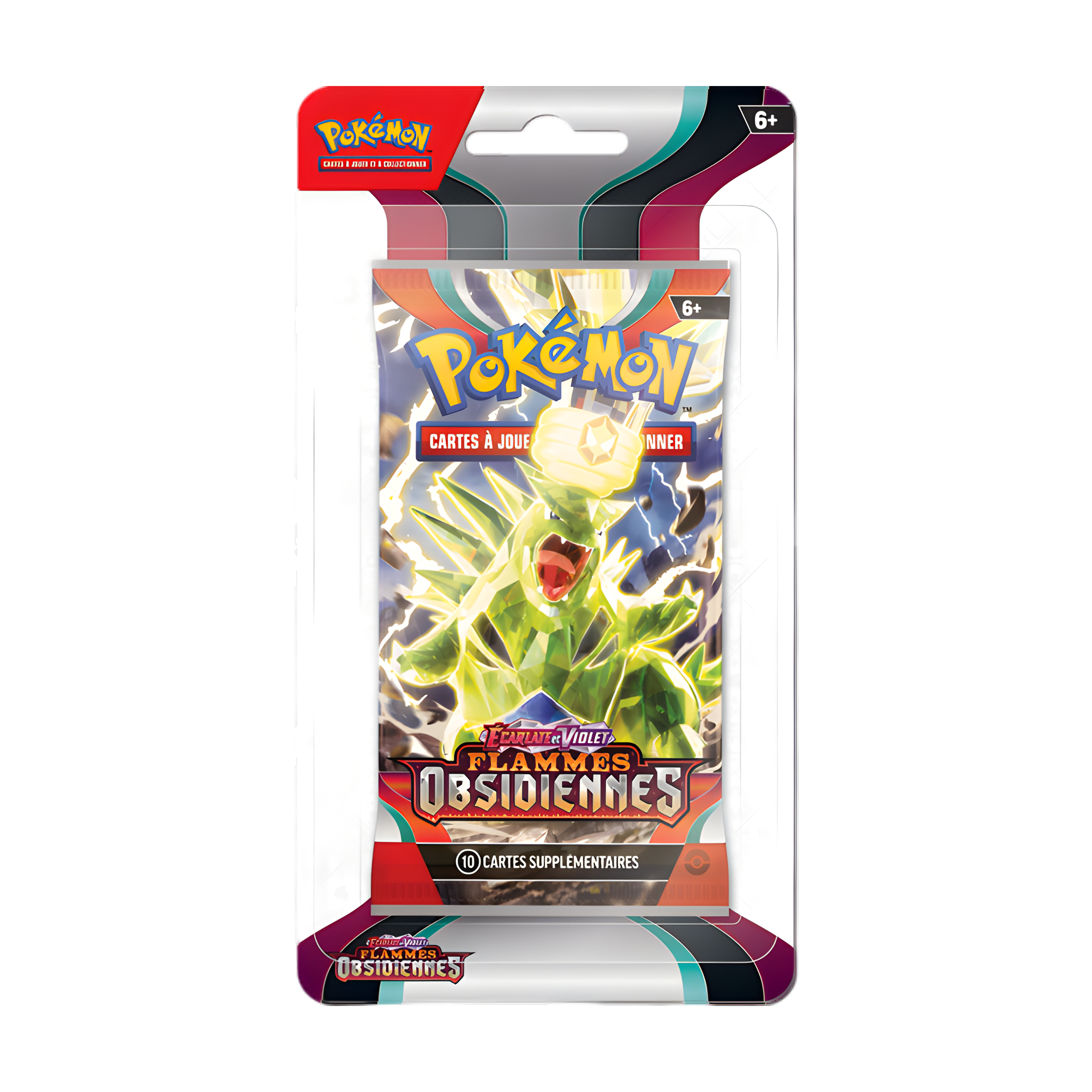 Blister Pokémon Écarlate et Violet Flammes Obsidiennes avec Tyranocif, booster de 10 cartes à jouer à collectionner