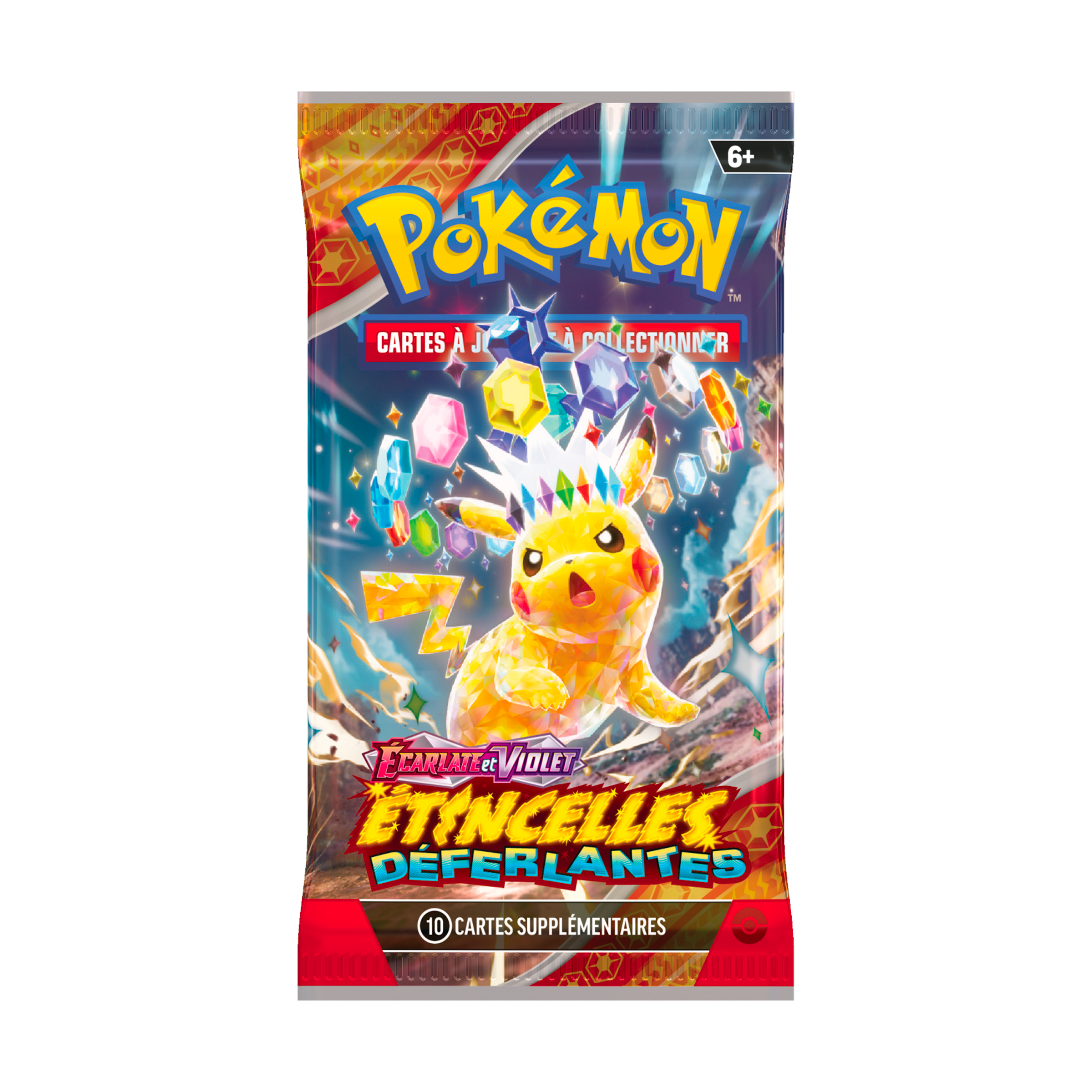 Booster Pokémon Écarlate et Violet Étincelles Déferlantes avec Pikachu Téracristal Stellaire en illustration brillante