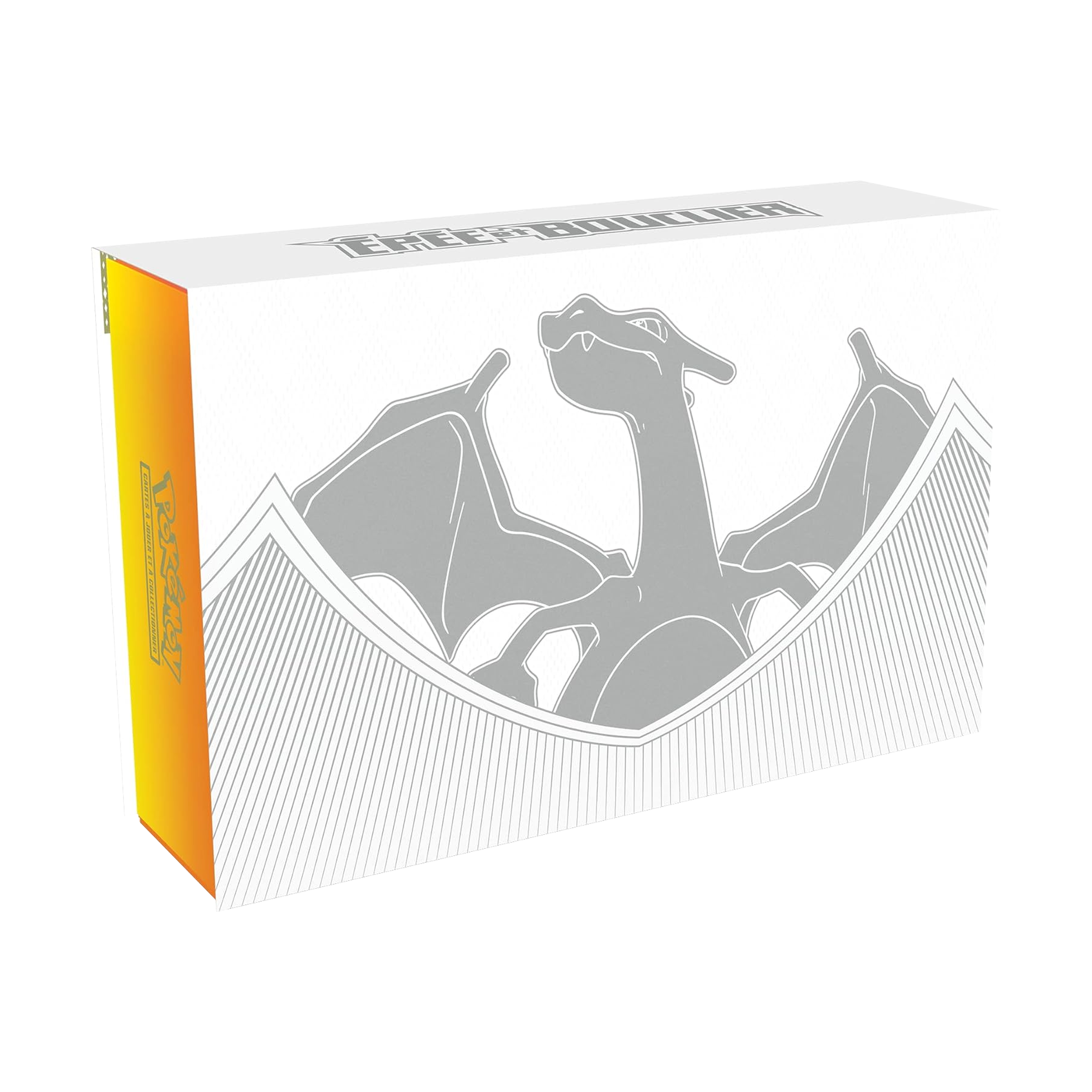 Face avant du coffret Pokémon Ultimate Ultra Premium Dracaufeu Épée et Bouclier, version française, avec design noir et doré stylisé