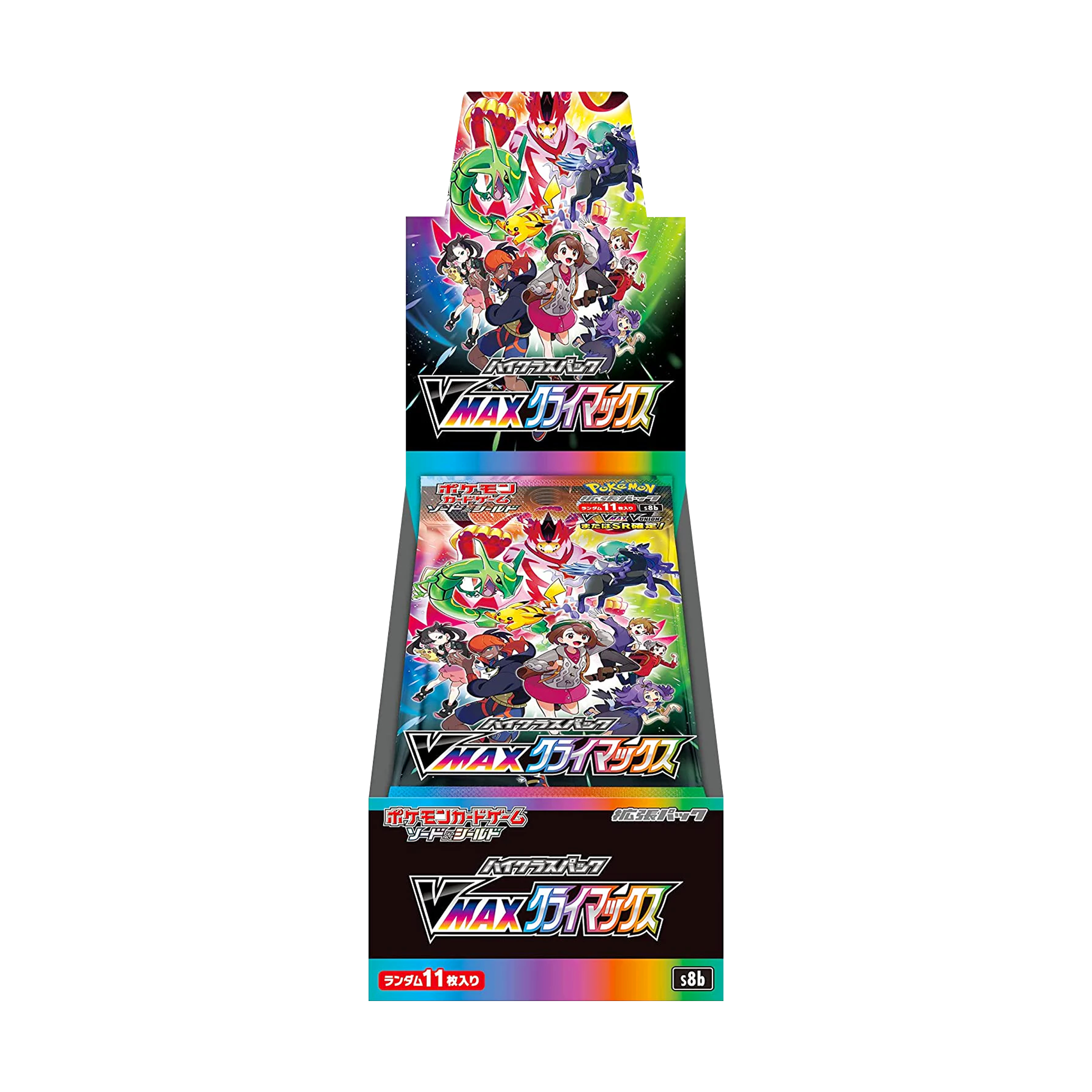 Boîte display japonaise Pokémon VMAX Climax S8b avec visuels éclatants et boosters de la série haute en couleur