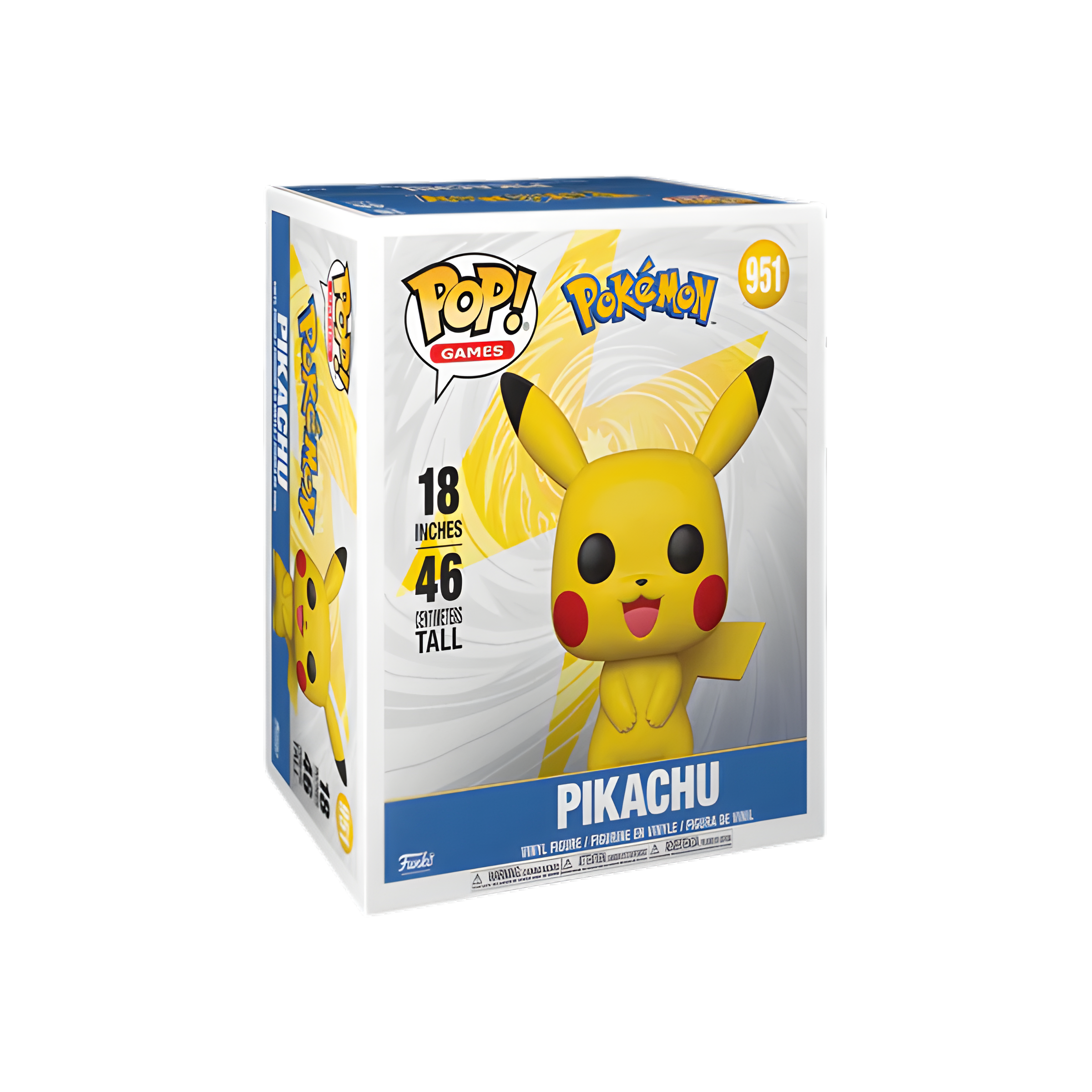 Figurine Funko Pop Pikachu Pokémon, version géante de 46 cm (18 inches), boîte officielle numéro 951, collection Pop! Games, idéale pour les fans et collectionneurs.